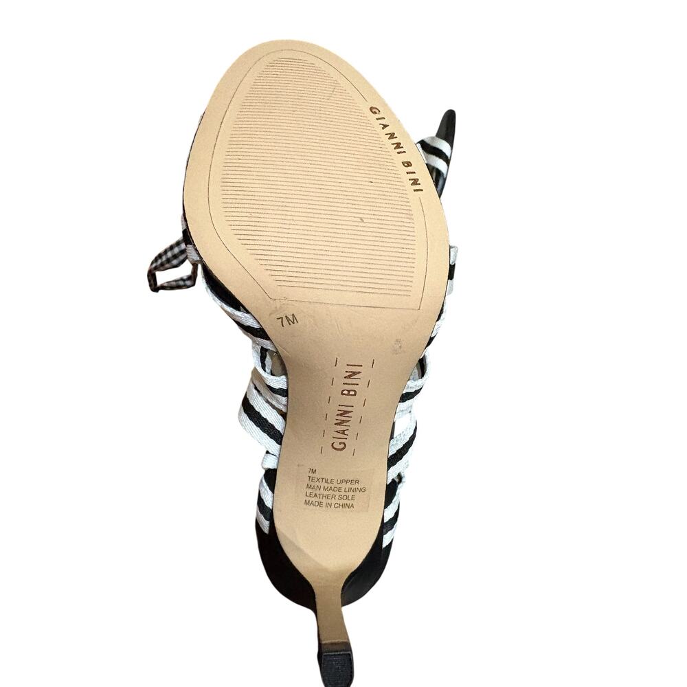 Gianni Bini Black White Ankle Wrap Heels Size 7 - Picture 4 of 8